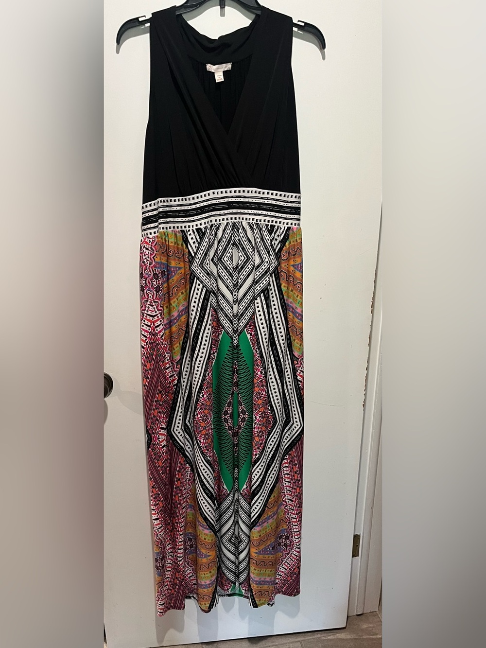 Black and Multicolor Printed Maxi dress - Women's Stylish Summer dress